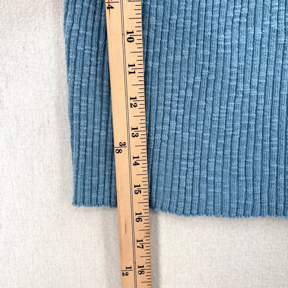 ENZA COSTA Rib Sweater Knit Cropped Tank Womens Medium Blue Stretch Wide Strap - Picture 13 of 13